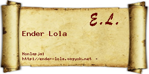Ender Lola névjegykártya